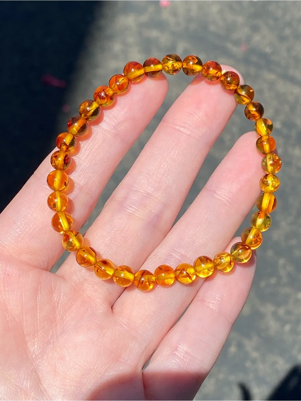 Flower Amber Stretch Bracelet 5.8mm Beads Fits Approximately 7 Inch Wrist